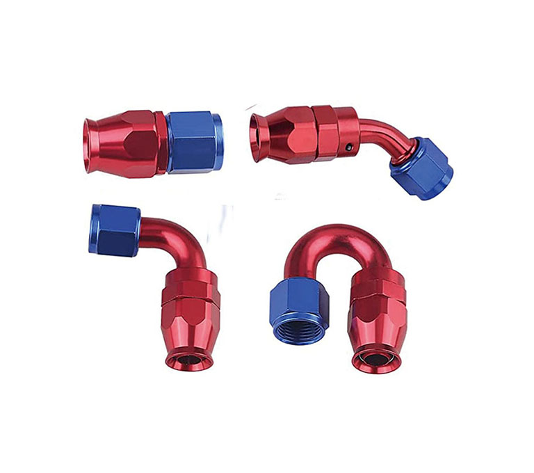 PTFE oil hose fitting for stainless steel wire braided PTFE oil cooler hose and black nylon fiber braided PTFE oil cooler hose in vehicles and motorcycles oil coolant system.