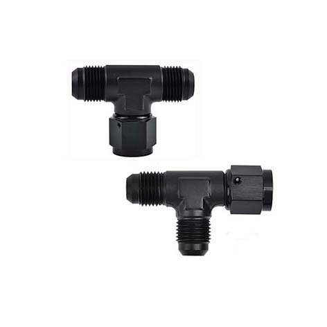 AN8 tee swivel connect adapter with two AN male and side swivel nut. tee swivel connect adapter manufacturer. tee swivel connect adapter supplier.
