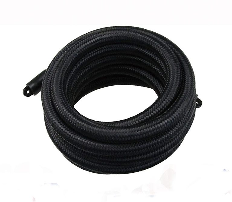 Black fibber braided rubber oil cooler hose for vehicles oil cooling system. oil cooler hose manufacturer. oil cooler hose supplier.